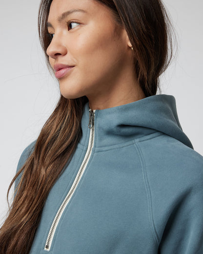 Restore Half Zip Hoodie Women's Smoke Blue Hoodie - Vuori