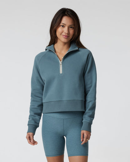 Restore Half Zip Hoodie Women's Smoke Blue Hoodie - Vuori