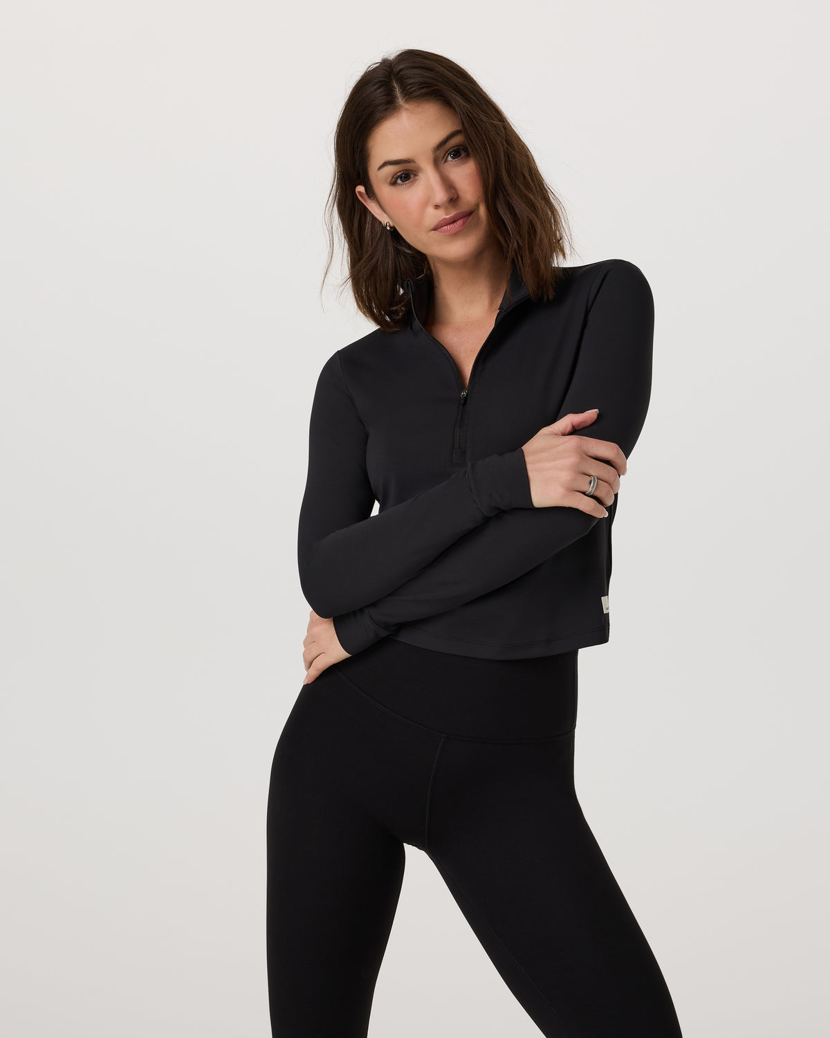 Studio Half Zip Women's Black Workout Jacket - Vuori