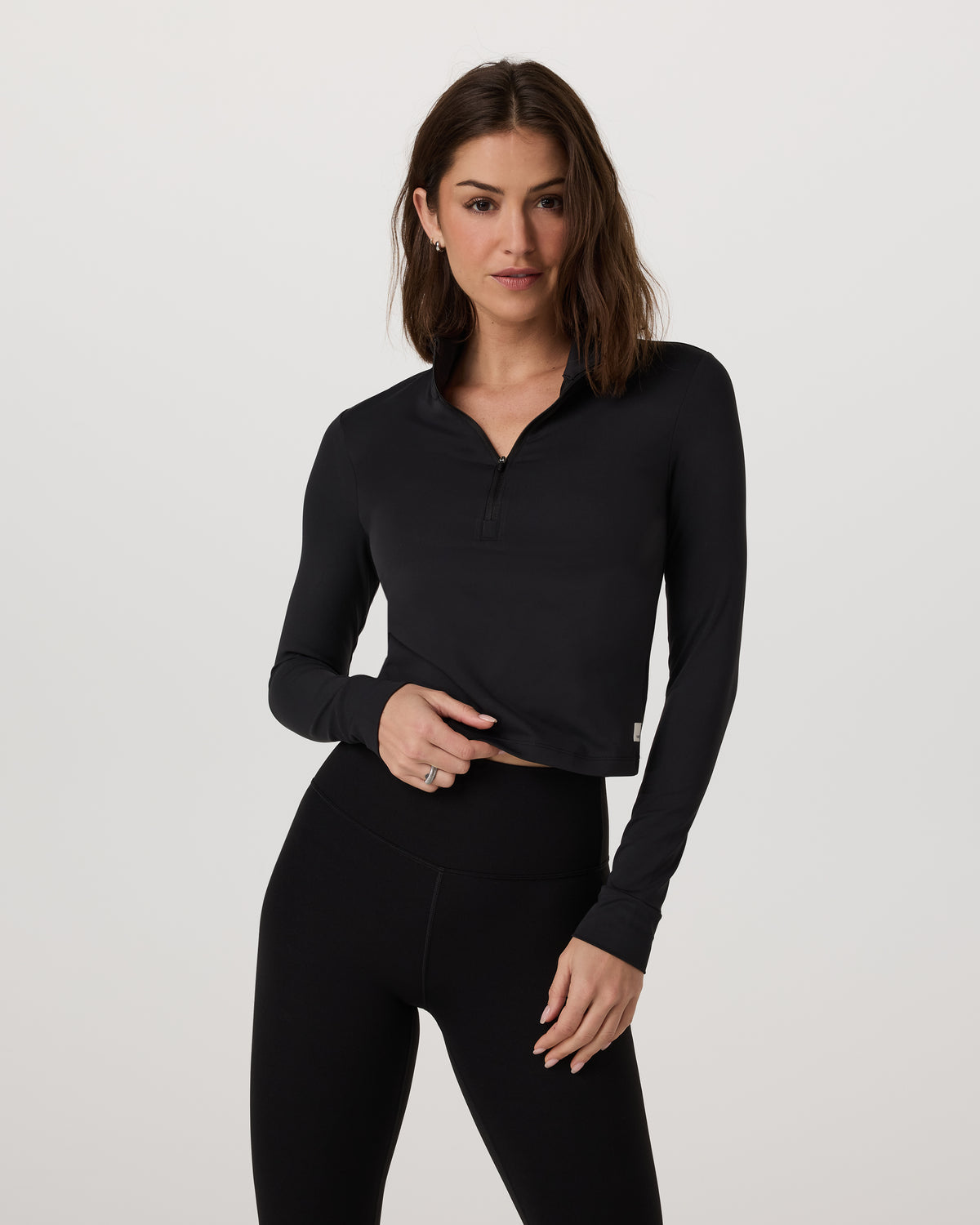 Studio Half Zip Women's Black Workout Jacket - Vuori
