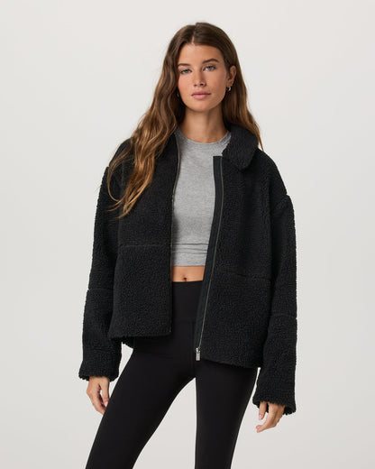 Lou Full Zip Jacket Women's Black Fleece Jacket - Vuori