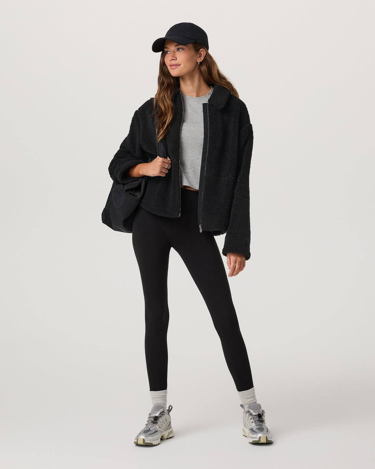 Lou Full Zip Jacket Women's Black Fleece Jacket - Vuori