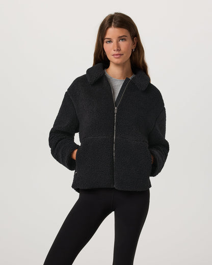 Lou Full Zip Jacket Women's Black Fleece Jacket - Vuori