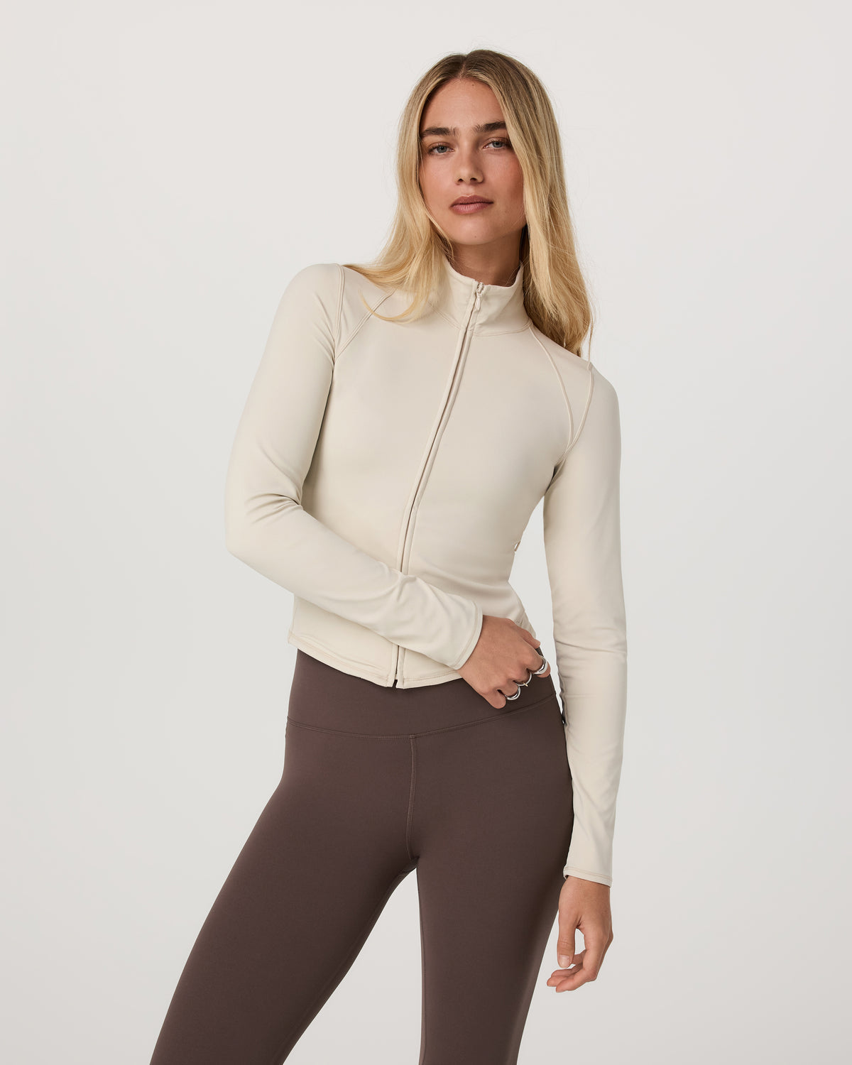 Vuori AllTheFeels™ Full Zip Women's Bone Fitness Jacket - Vuori