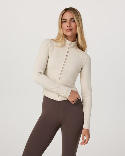 Vuori AllTheFeels™ Full Zip Women's Bone Fitness Jacket - Vuori