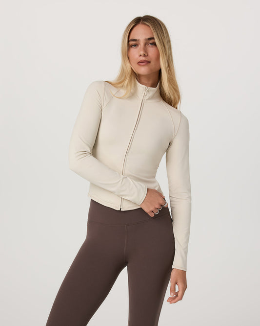 Vuori AllTheFeels™ Full Zip Women's Bone Fitness Jacket - Vuori
