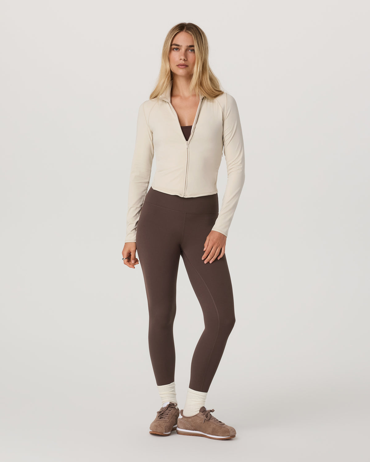 Vuori AllTheFeels™ Full Zip Women's Bone Fitness Jacket - Vuori