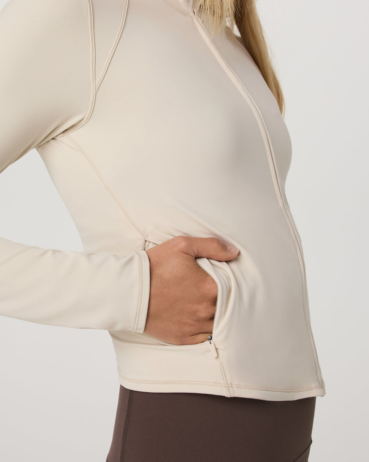 Vuori AllTheFeels™ Full Zip Women's Bone Fitness Jacket - Vuori