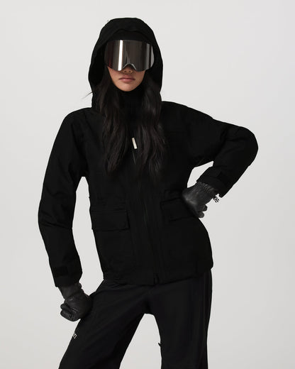 Women's Taika Snow Shell Black Ski/Board Jacket - Vuori