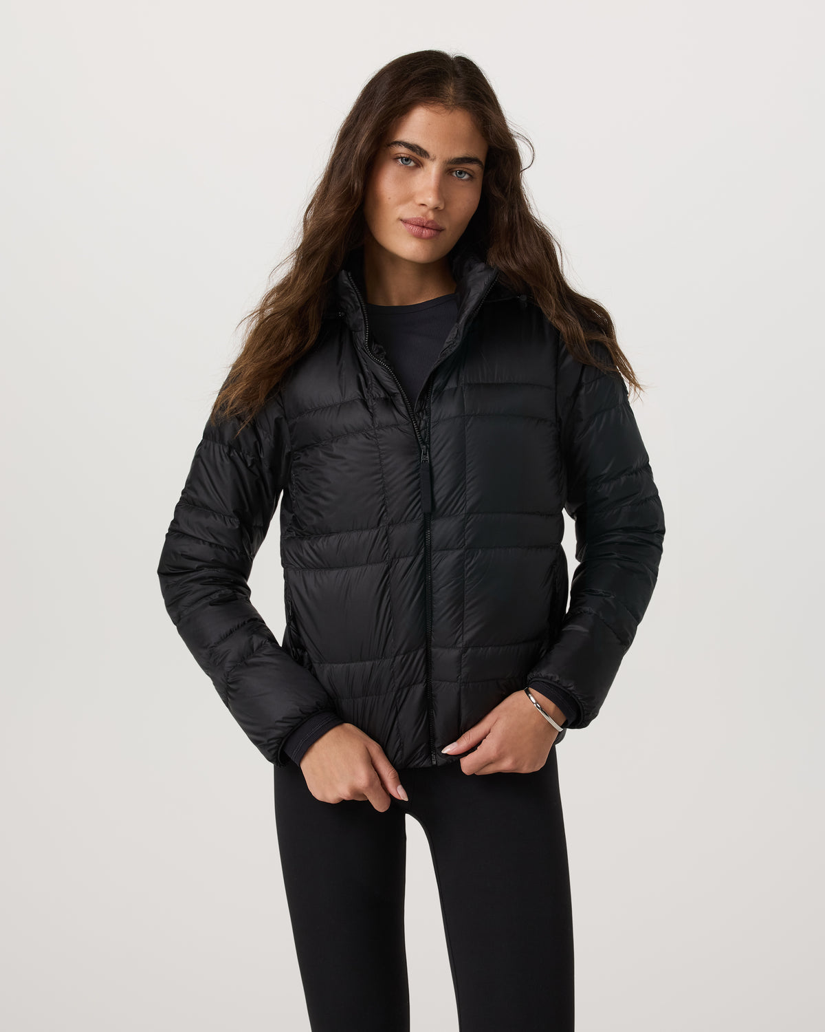 Women's Coordinate Packable Down Jacket Black Zip Up - Vuori