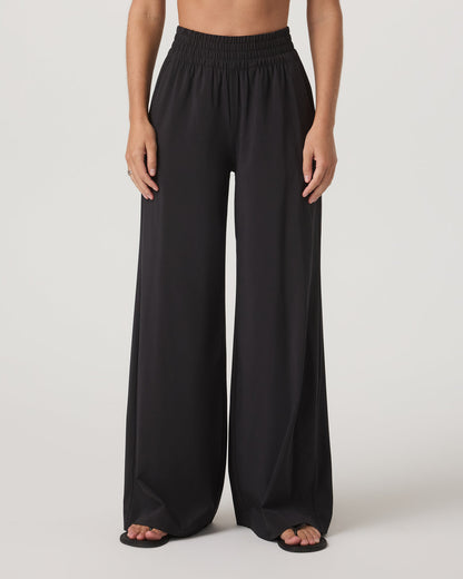 Villa Wideleg Black Lightweight Wide Leg Pants - Vuori