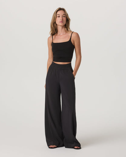 Villa Wideleg Black Lightweight Wide Leg Pants - Vuori