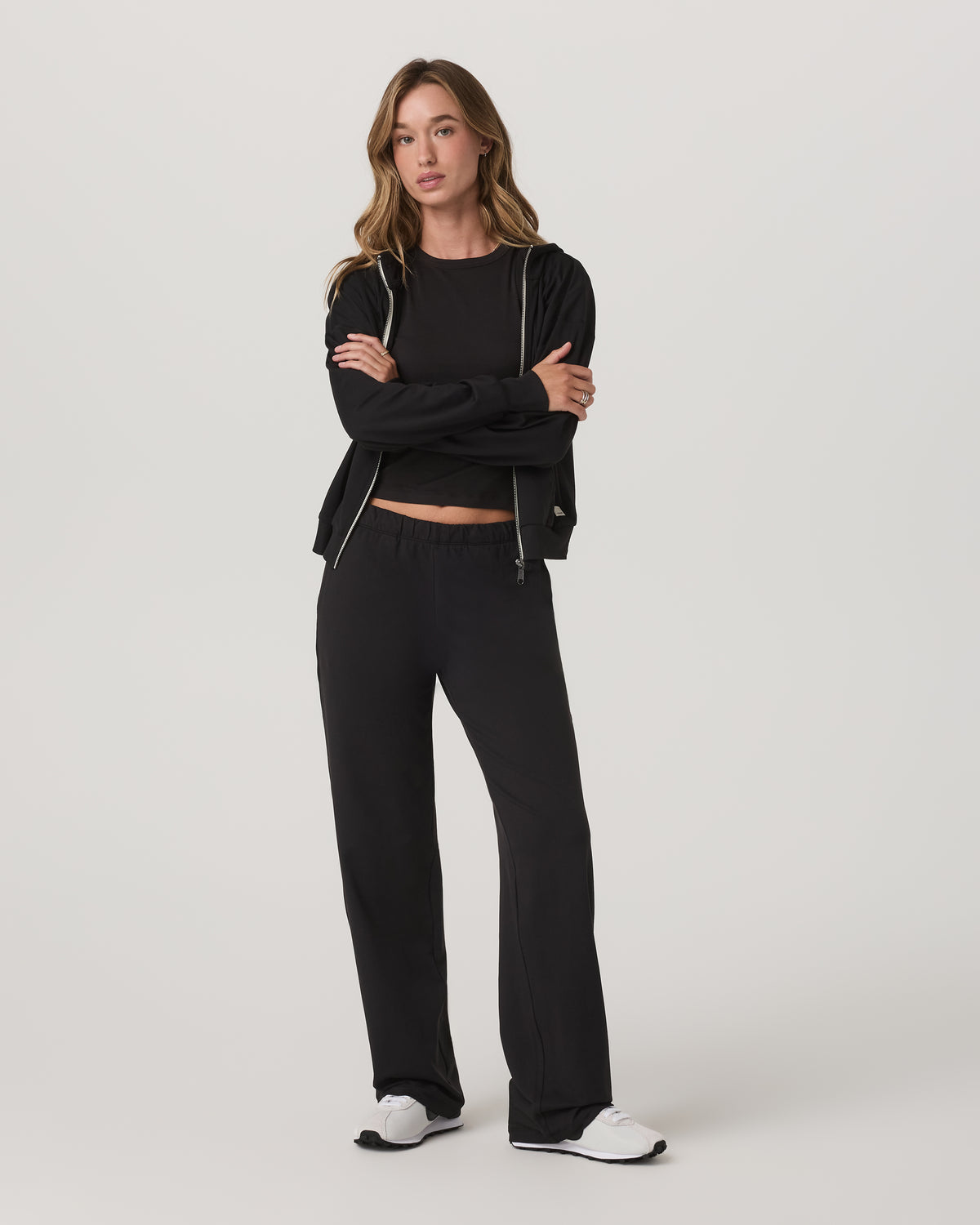 Halo Straight Leg Pant Women's Solid Black Pants - Vuori