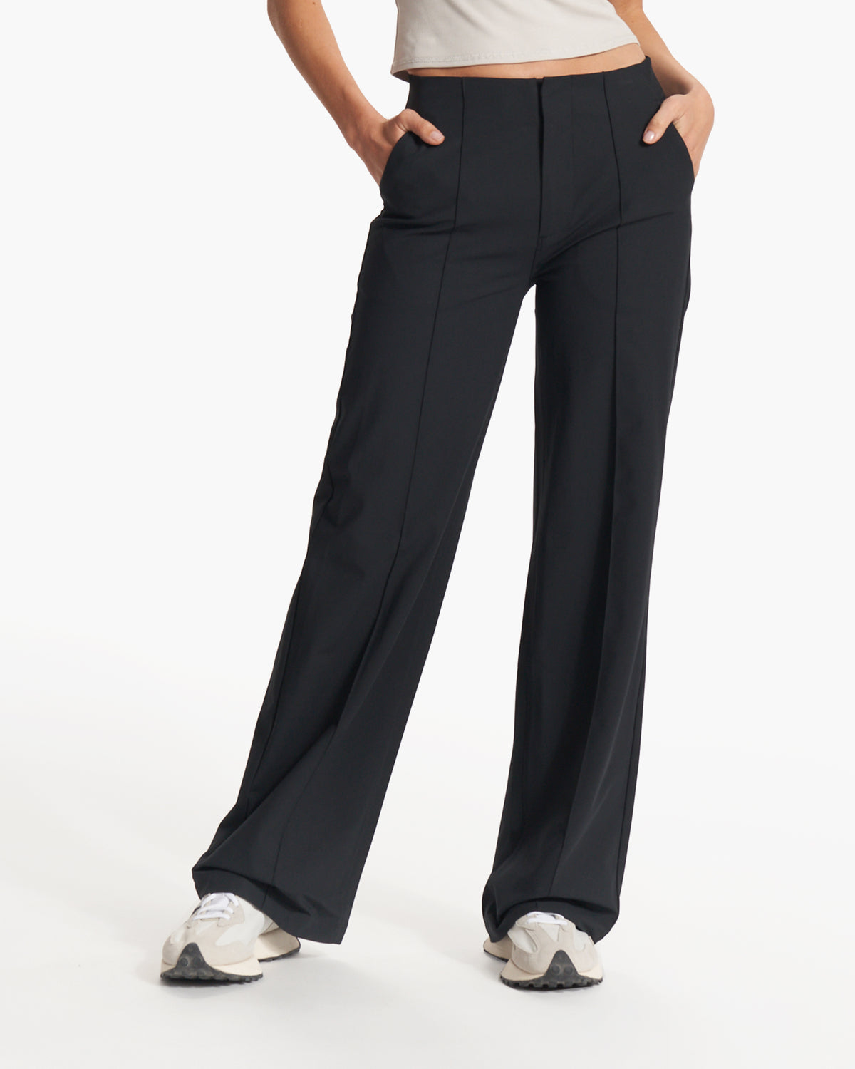 Women's Meta Wideleg Black Tailored Pants - Vuori