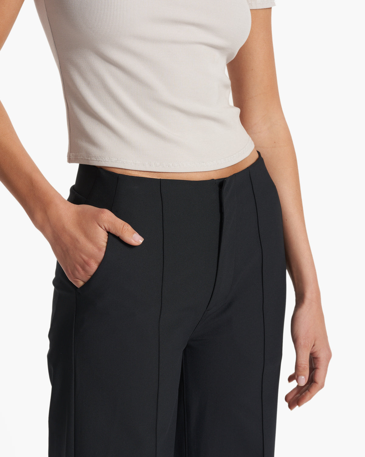 Women's Meta Wideleg Black Tailored Pants - Vuori