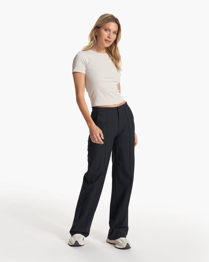 Women's Meta Wideleg Black Tailored Pants - Vuori