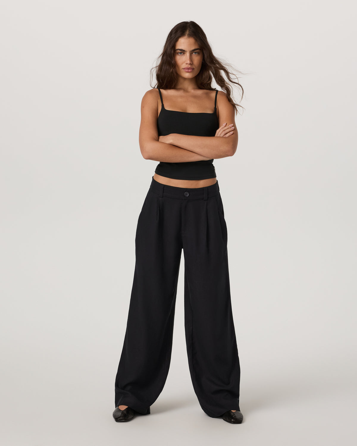 Trestles Twill Wideleg Women's Black Trouser Pants - Vuori