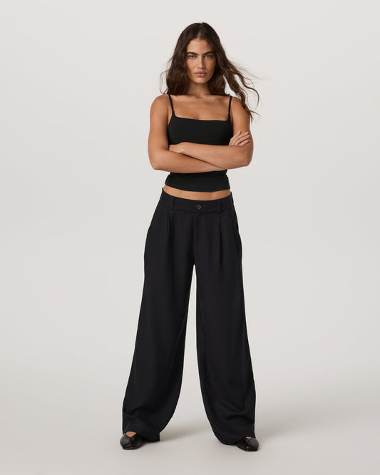 Trestles Twill Wideleg Women's Black Trouser Pants - Vuori