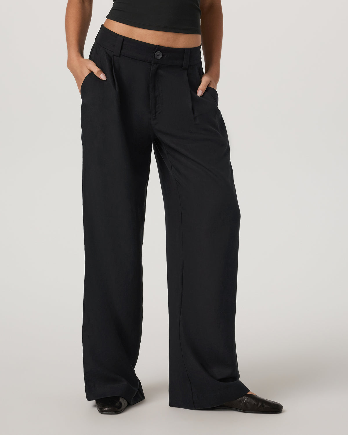 Trestles Twill Wideleg Women's Black Trouser Pants - Vuori