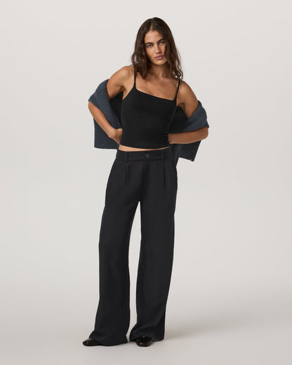 Trestles Twill Wideleg Women's Black Trouser Pants - Vuori