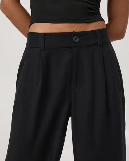 Trestles Twill Wideleg Women's Black Trouser Pants - Vuori