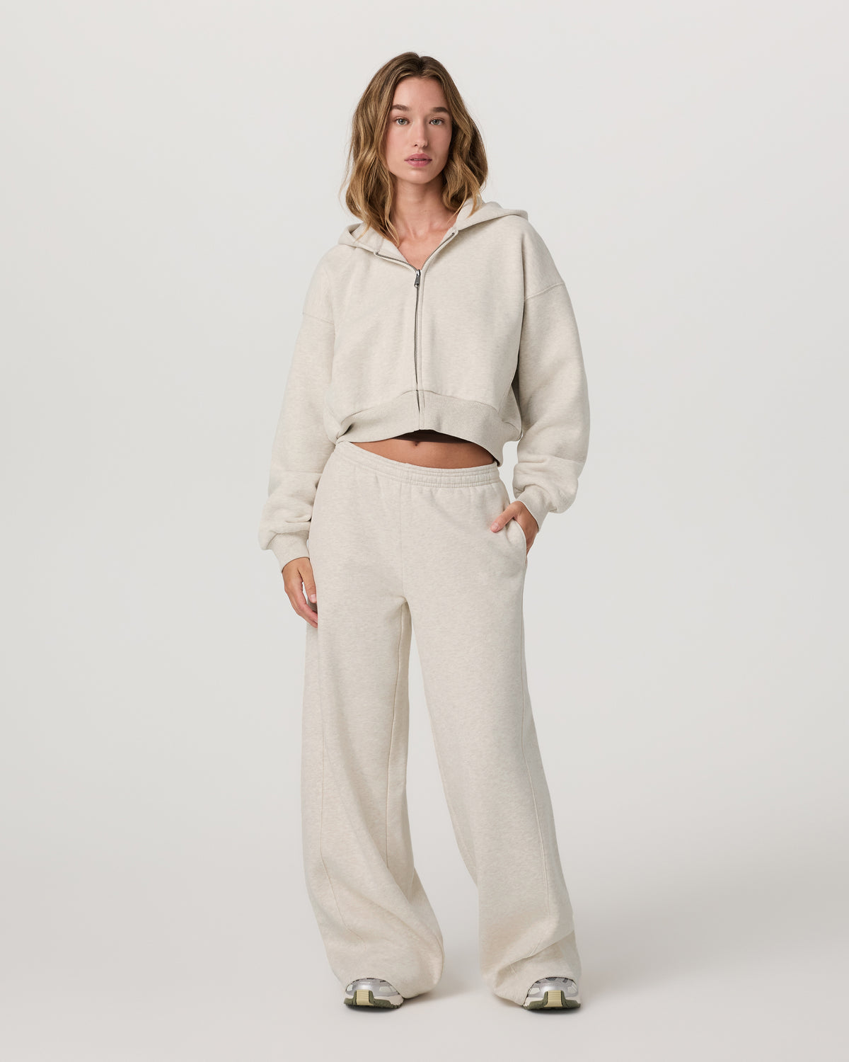 Women's Restore Ultra Wideleg Sweatpant Bone Heather - Vuori