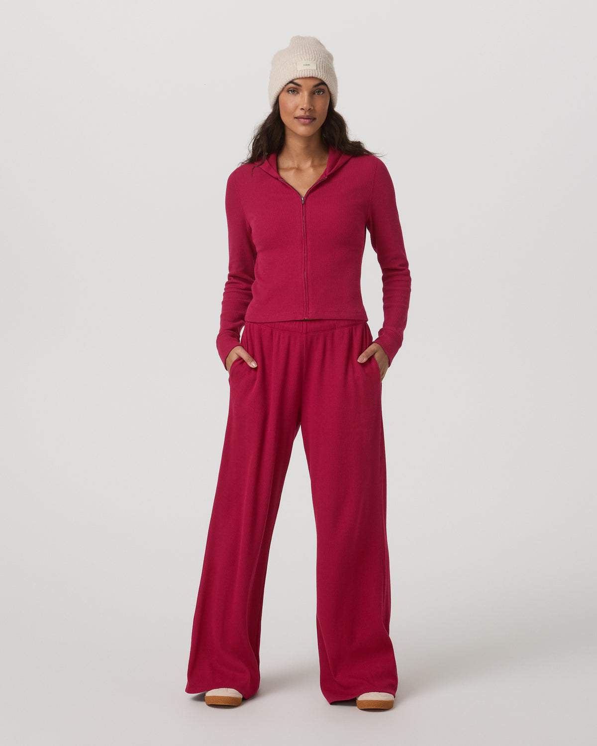 Waffle Wideleg Pant Women's Strawberry Waffle Knit Pant - Vuori