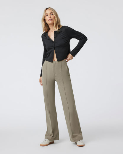 Womens Meta Wideleg Taupe Tailored Pants - Vuori