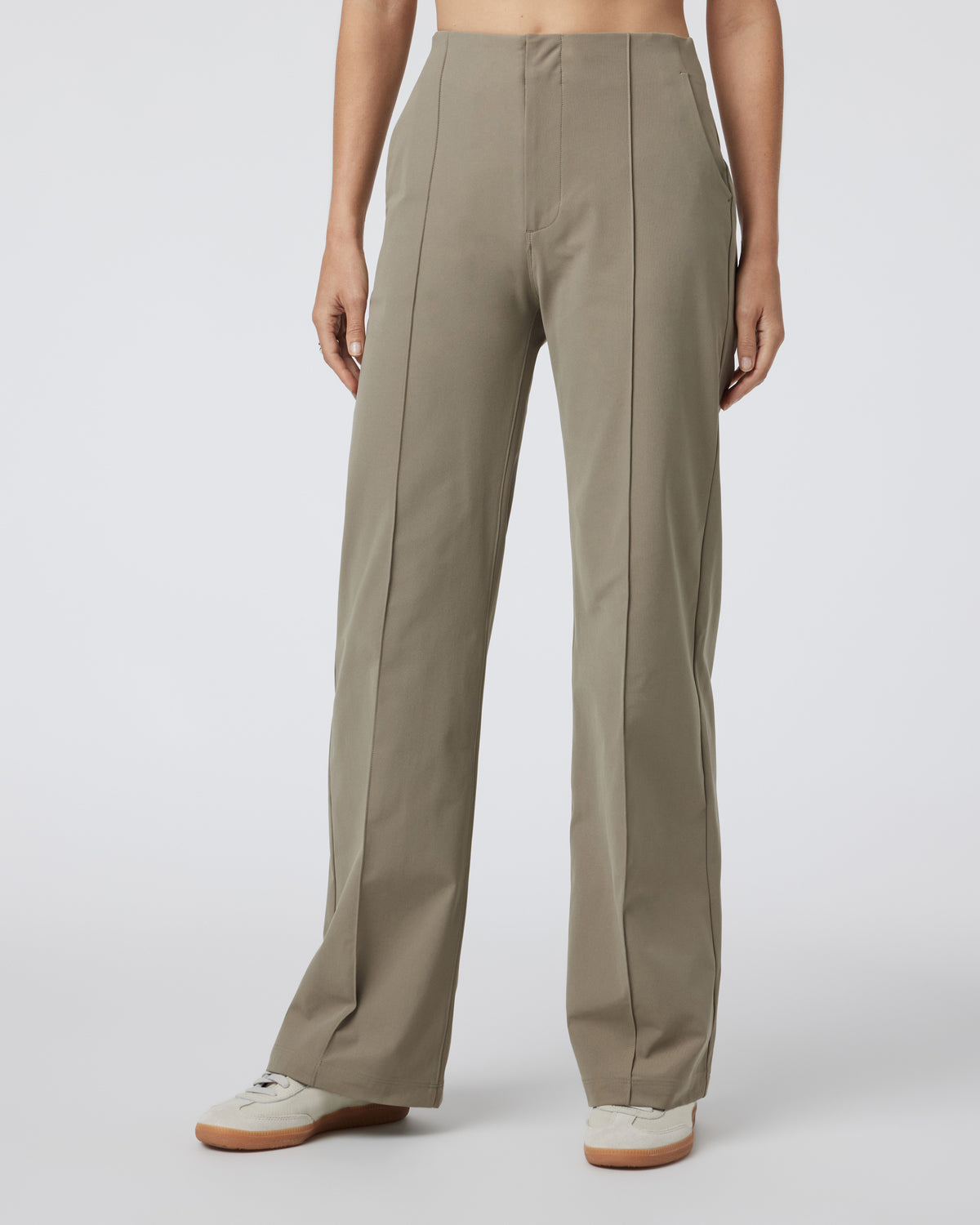 Womens Meta Wideleg Taupe Tailored Pants - Vuori
