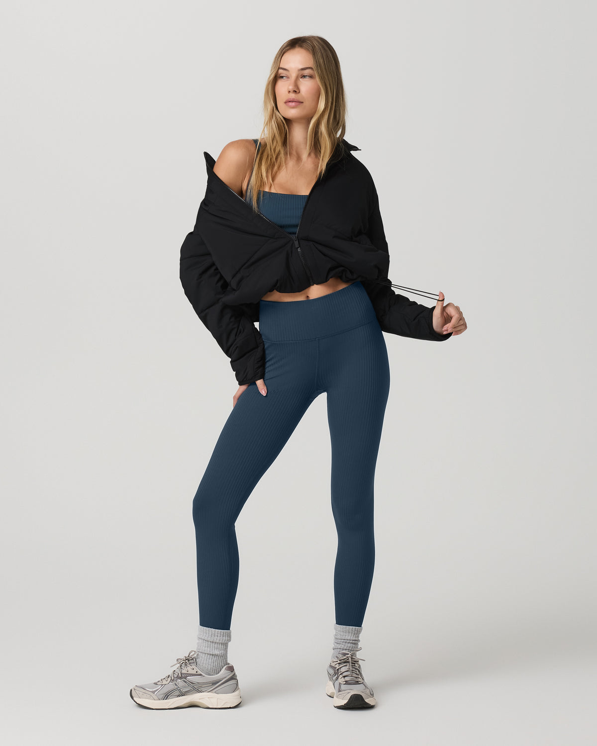 Inversion Rib Legging Women's Ocean Blue Rib Knit Leggings - Vuori