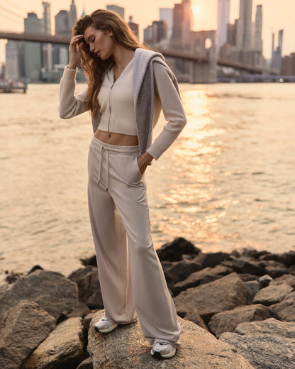 Halo Essential Wideleg Ecru Heather - Vuori