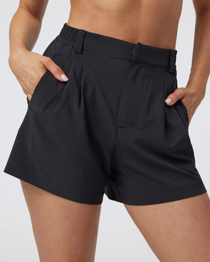 Villa Trouser Shorts Women's Black Pleated Shorts - Vuori