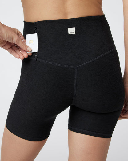 Clean Elevation Shorty Black Heather Biker Shorts - Vuori