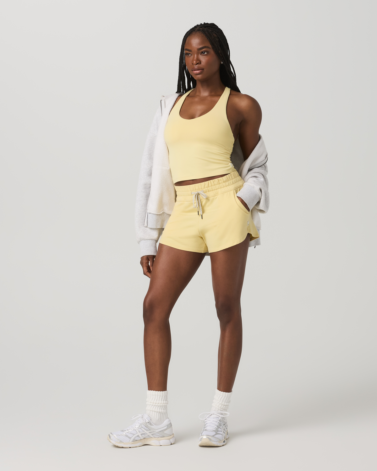 Halo Performance Crop Tank 2.0 Lemon Snap Heather Top - Vuori