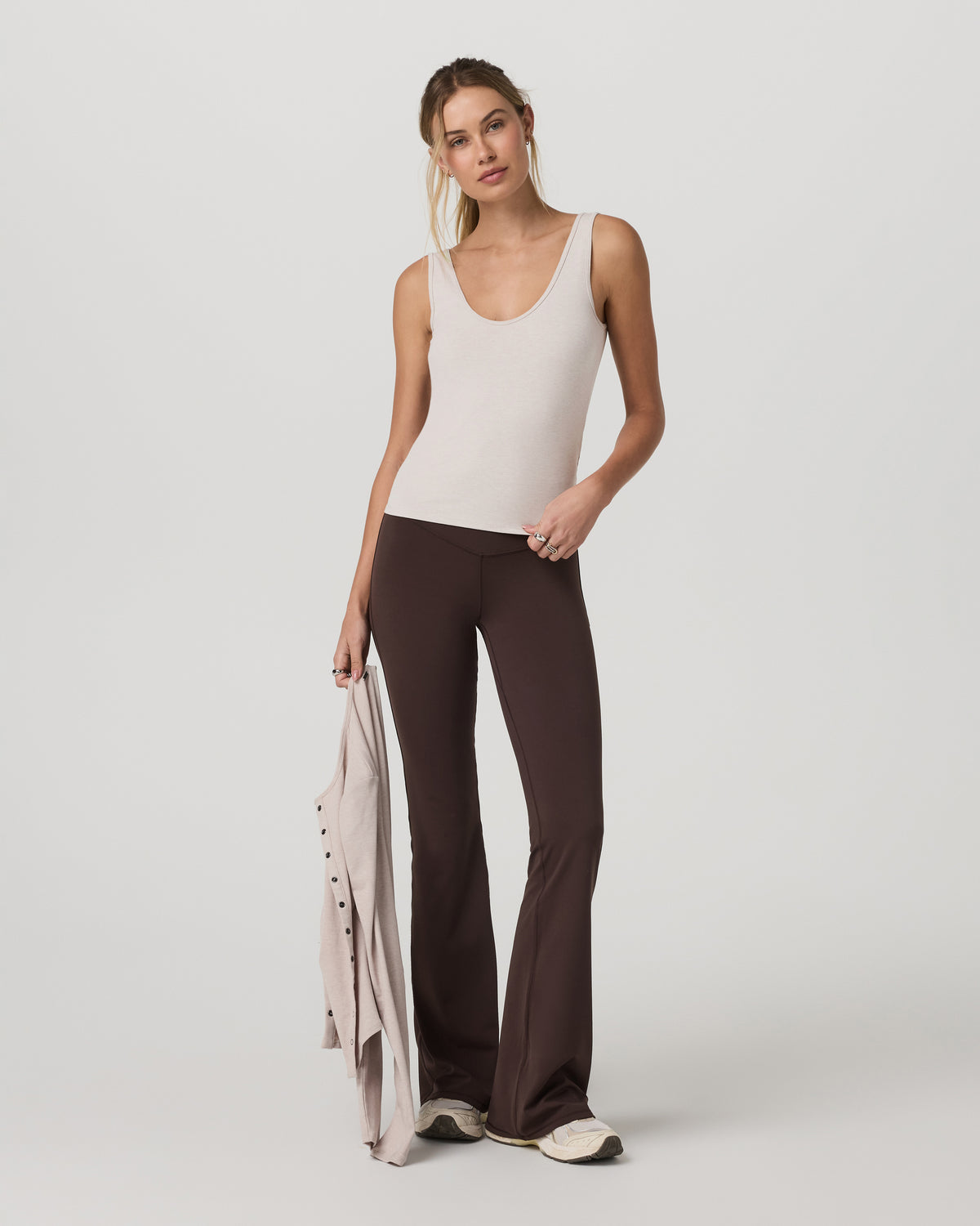 Pose Twin Tank Women's Ecru Heather Tank Top - Vuori