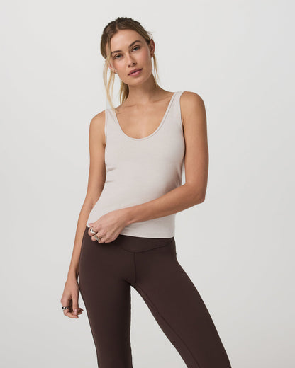 Pose Twin Tank Women's Ecru Heather Tank Top - Vuori