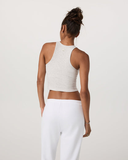 Pose Plyo Tank White Rib Tank Top with Built in Bra - Vuori