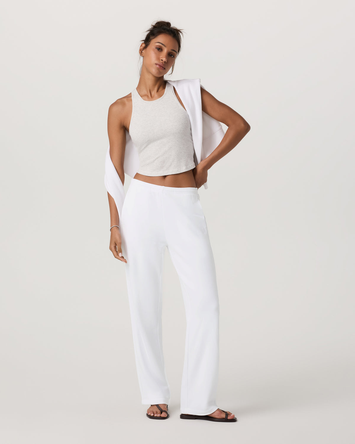 Pose Plyo Tank White Rib Tank Top with Built in Bra - Vuori