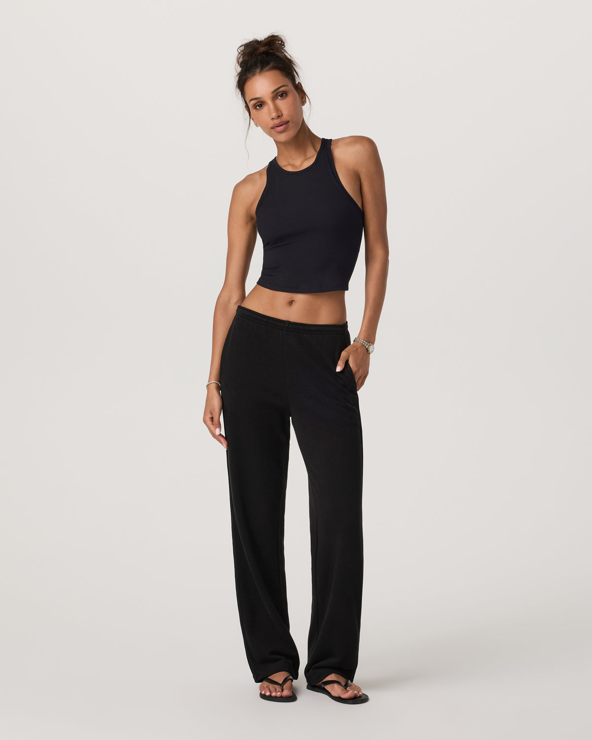 Pose Plyo Tank Black Crop Tank Top with Built in Bra - Vuori