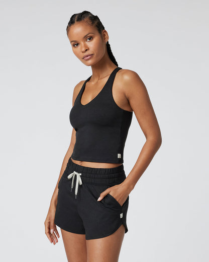 Halo Performance Crop 2.0 Black Heather Tank - Vuori