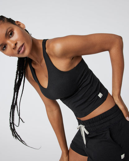 Halo Performance Crop 2.0 Black Heather Tank - Vuori
