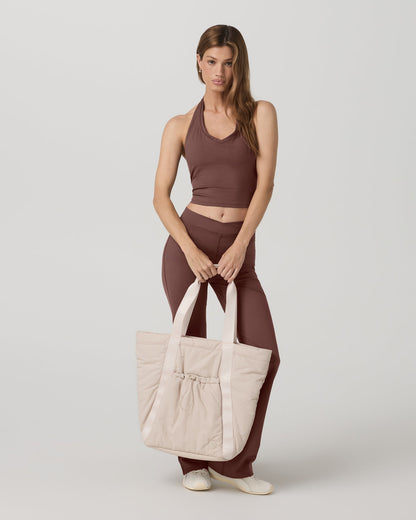 Inversion Rib Tank Women's Sable Halter Fitness Top - Vuori