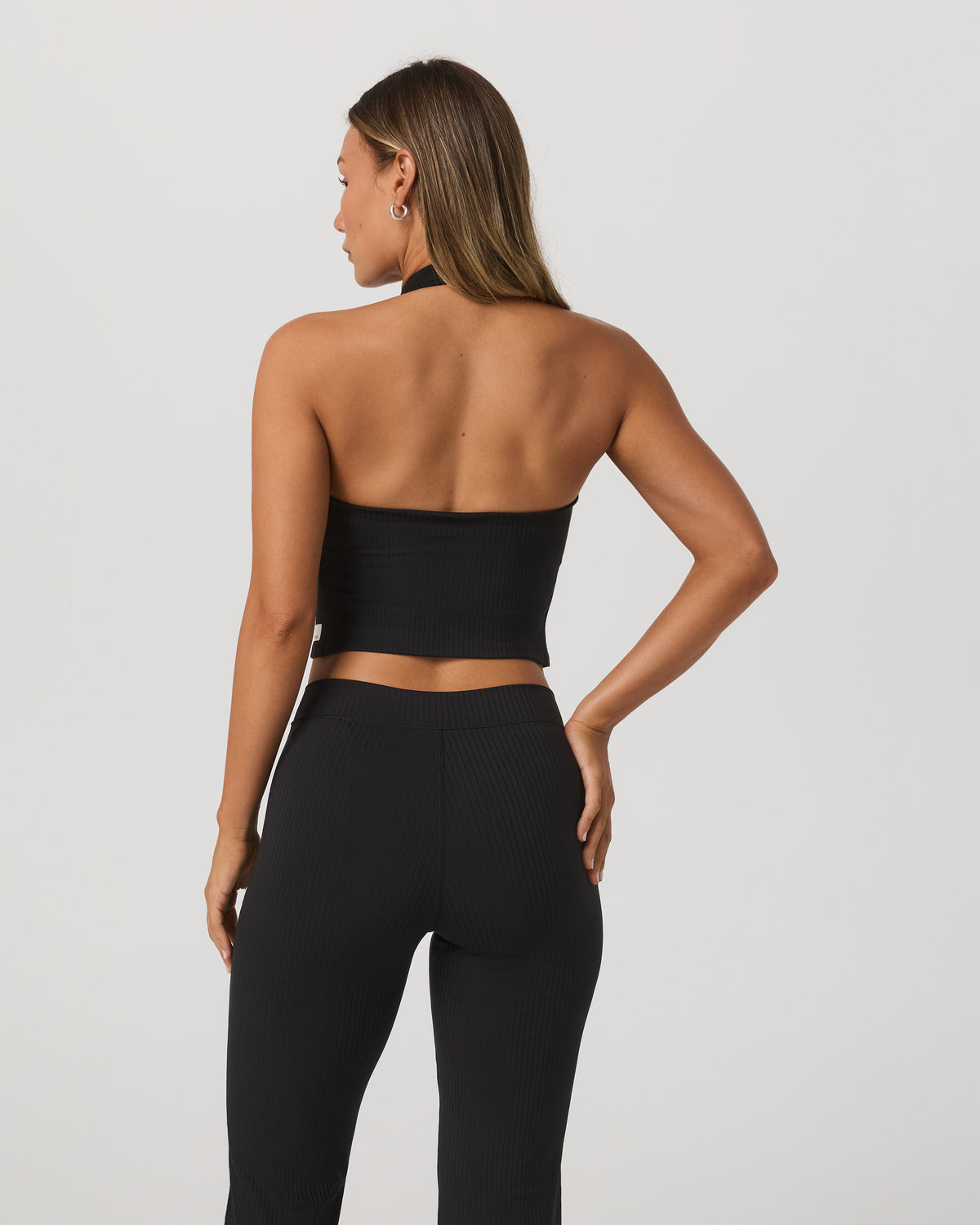 Inversion Rib Tank Women's Black Halter Fitness Top - Vuori