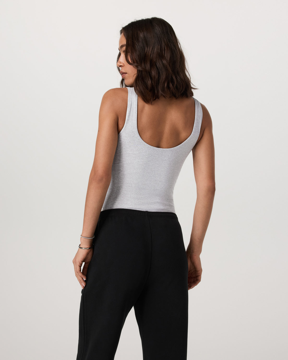 Sleeveless Halo Bodysuit Pale Grey Heather Bodysuit - Vuori