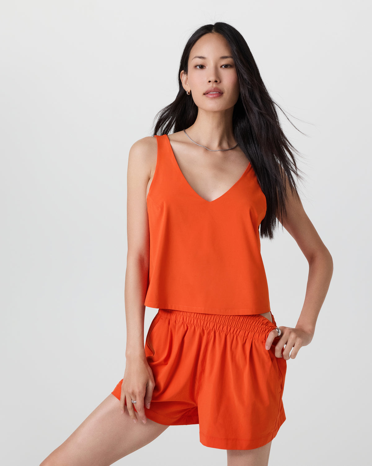 Villa Cropped Tank Bright Poppy - Vuori