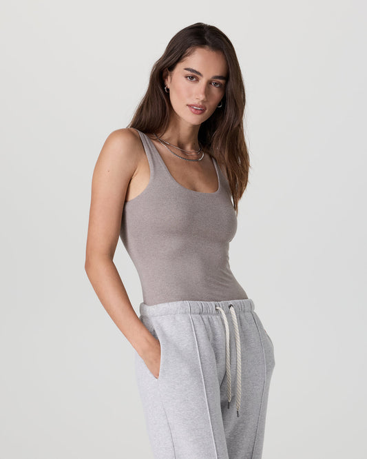Sleeveless Halo Bodysuit Cobblestone Heather - Vuori