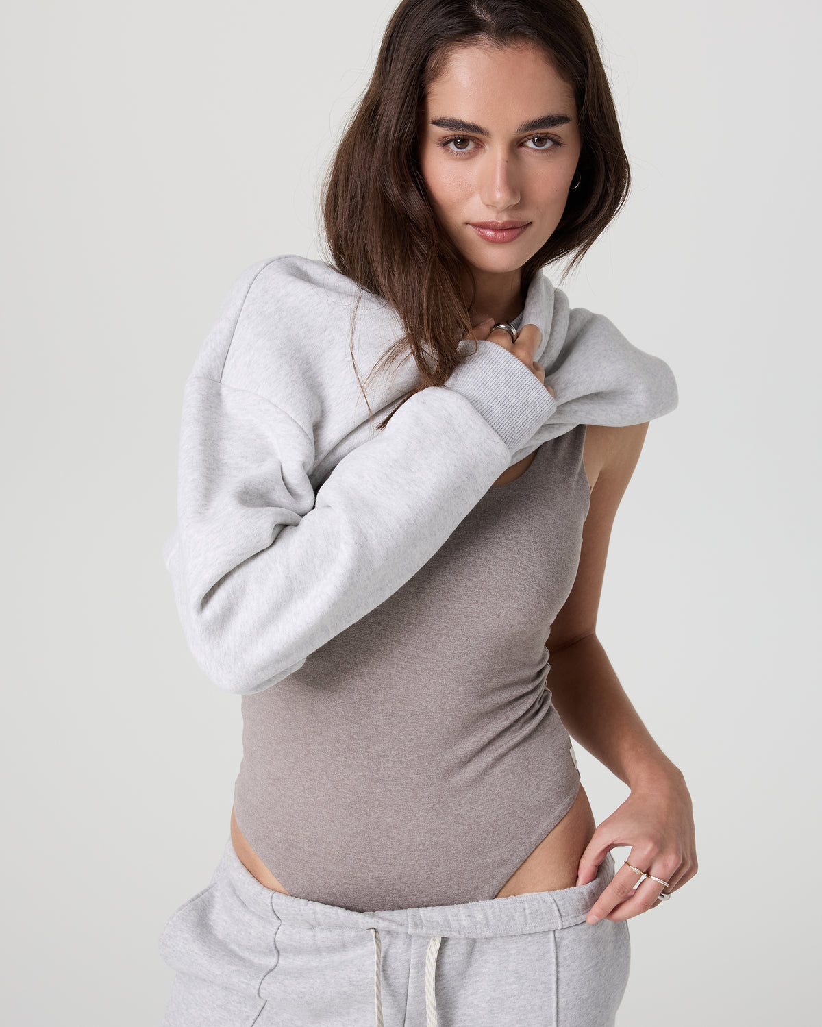 Sleeveless Halo Bodysuit Cobblestone Heather - Vuori