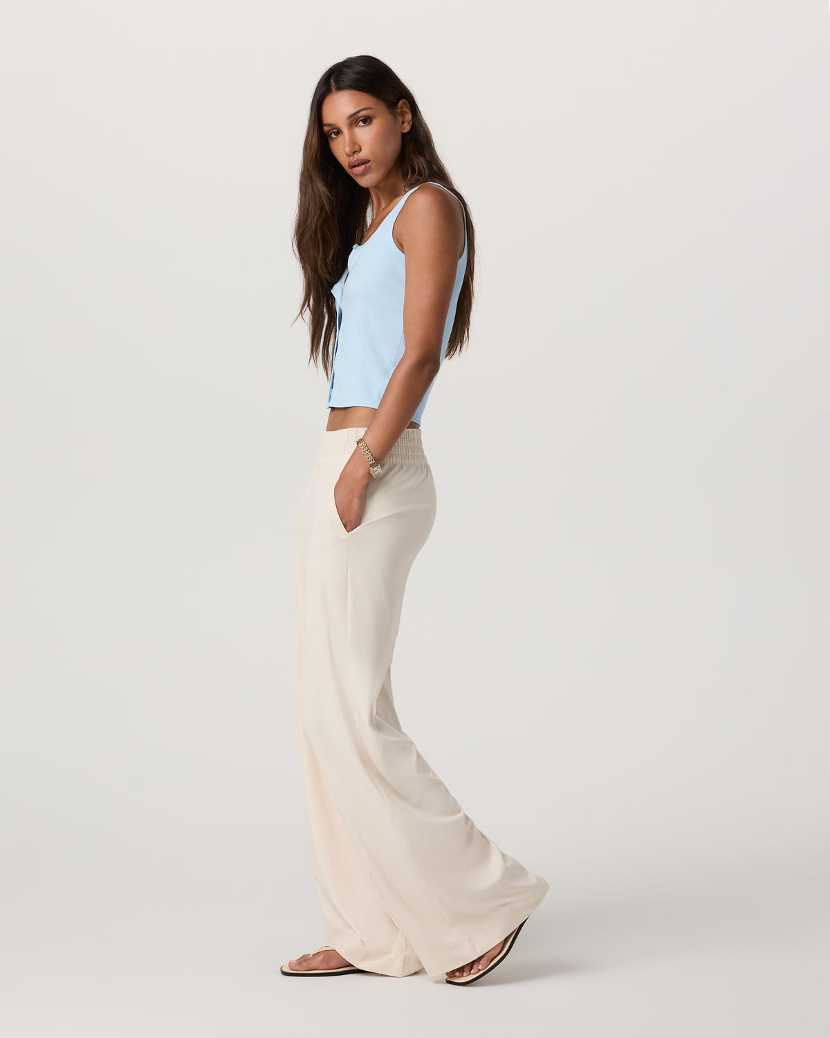 Pose Cardigan Tank Light Mist - Vuori