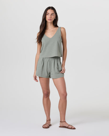 Villa Textured Crop Tank Laurel - Vuori