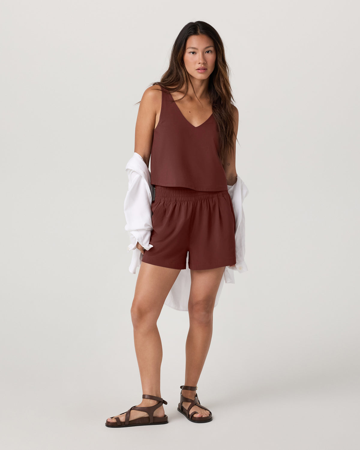 SL Villa Cropped Tank Women's Burnt Sienna Tank Top - Vuori